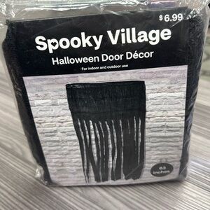 Spooky Village Halloween Door Decor for indoor and outdoor use black fabric 63
